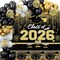 Graduation Decorations 2026, Black and Gold Balloon Garland Arch, Black and Gold Graduation Decorations with Congrats Grad Tablecloth and Class of 2026 Backdrop for High School College Grad Party